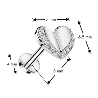 LB1126 Piercing do brady srdce - PUSH IN labreta