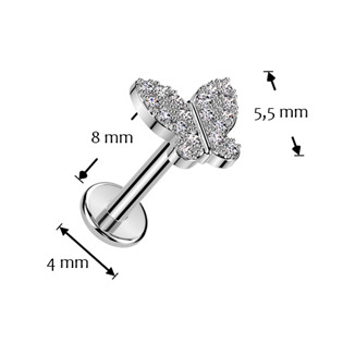 LB1134 Piercing do brady motýlek - PUSH IN labreta