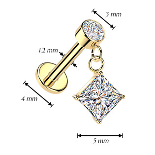 LB1145-GD Zlacný piercing do ucha - labreta