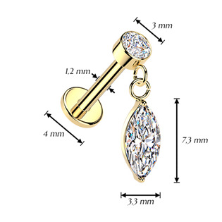LB1146-GD Zlacený piercing do ucha - labreta