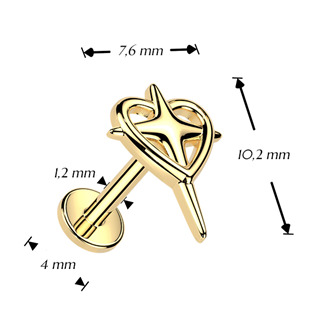 LB1157GD-1206 Zlacený piercing do ucha nebo brady - labreta