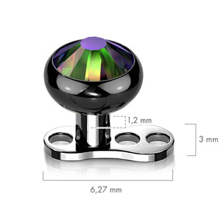 MD028KVM-04 Kompletní microdermal piercing 1,2 mm -  kamínek 4 mm