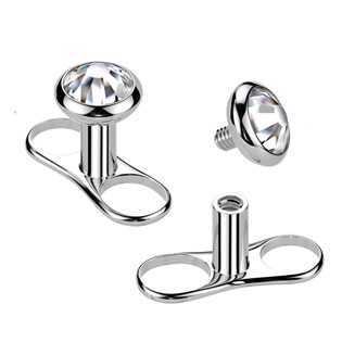 MD043-03 Kompletní microdermal piercing TITAN, 1,2mm, 3mm kámen