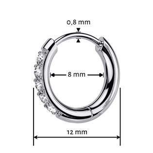 MOT1001-12 Titanové náušnice kruhy s moissanity, 12 mm