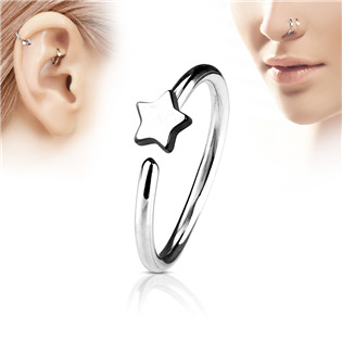 N0053-ST Piercing do nosu/ucha kruh s hvězdou