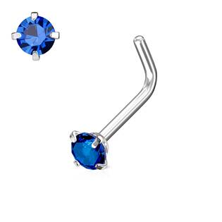 N0066-B Zahnutý piercing do nosu, kamínek 3mm