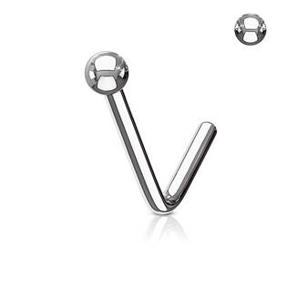 N0075-RD Zahnutý piercing do nosu kulička