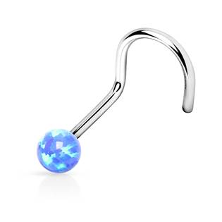 N01012-LB Zahnutý piercing do nosu opál