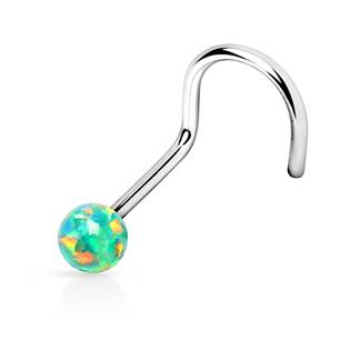 N01012-LB Zahnutý piercing do nosu opál