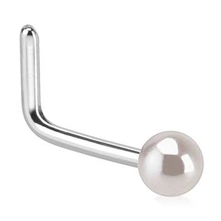 N01049WH Zahnutý piercing do nosu perlička