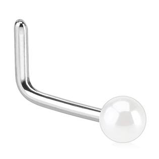 N01049WH Zahnutý piercing do nosu perlička
