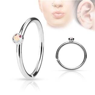 N01161-AB Piercing do nosu/ucha kruh s kamínkem