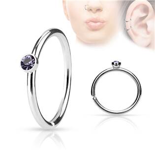 N01161-R Piercing do nosu/ucha kruh s kamínkem