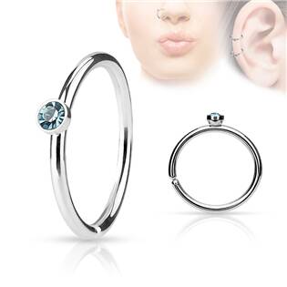 N01161-R Piercing do nosu/ucha kruh s kamínkem