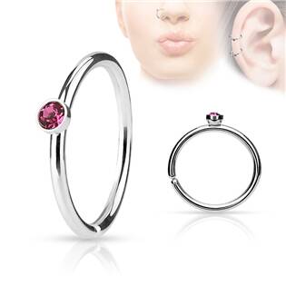 N01161-R Piercing do nosu/ucha kruh s kamínkem