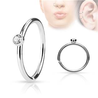 N01161-R Piercing do nosu/ucha kruh s kamínkem