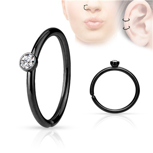 N01164-C Černý piercing do nosu/ucha kruh