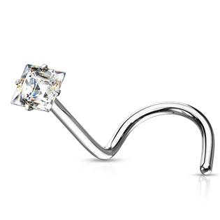 N0137C Zahnutý piercing do nosu čtvereček