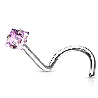 N0137C Zahnutý piercing do nosu čtvereček