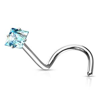 N0137C Zahnutý piercing do nosu čtvereček
