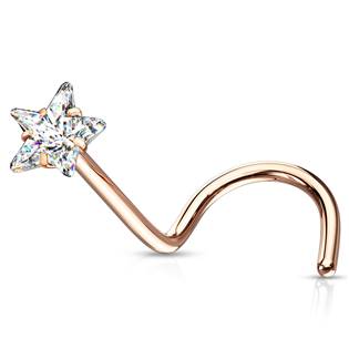 N0138GD Zlacený piercing do nosu hvězdička
