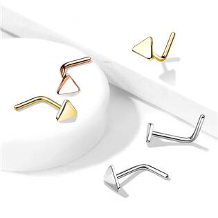 N0160-RD Zahnutý piercing do nosu - triangl