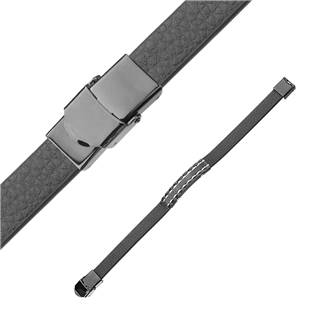 NR1223-20 Kožený náramek s černou destičkou, délka 20 cm
