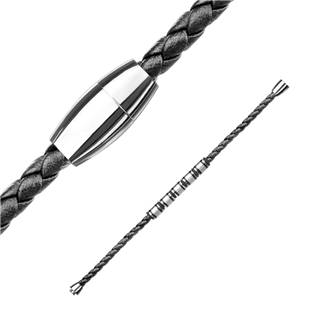 NR1224-20 Kožený náramek s ocelovými komponenty, délka 20 cm