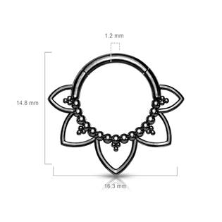 NS0033-K Černý ocelový piercing do nosu - septum