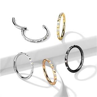 NS0049ST-1210 Segment kruh se zirkony - helix / cartilage / tragus piercing 1,2 x 10 mm
