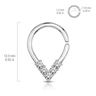 NS0050ST-1207 Vyhýbací kruh se zirkony - helix / cartilage / tragus piercing 1,2 x 7 mm