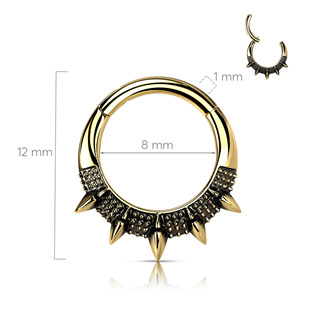 NS0056GD-1208 Zlacený segment kruh s hroty - helix / cartilage / tragus piercing
