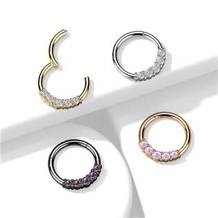 NS0061-ST Segment kruh se zirkony, cartilage piercing 1,2 x 8 mm