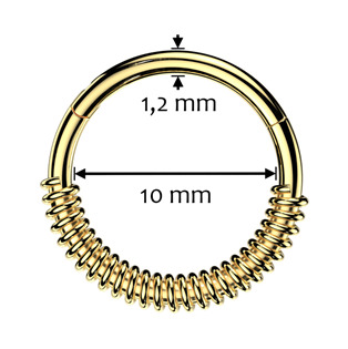 NS0067GD Zlacený segment kruh - helix / cartilage / tragus piercing