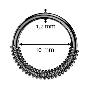 NS0067K Černý segment kruh - helix / cartilage / tragus piercing