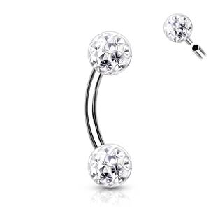 OB0013-AB Piercing do obočí s krystaly