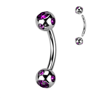 OB01093-C Piercing do obočí - kulička s kamínky