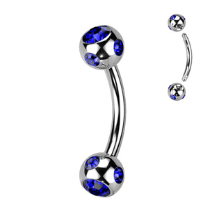OB01093-LB Piercing do obočí - kulička s kamínky