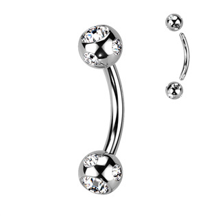 OB01093-LB Piercing do obočí - kulička s kamínky