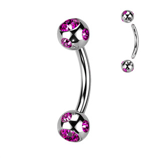 OB01093-LB Piercing do obočí - kulička s kamínky