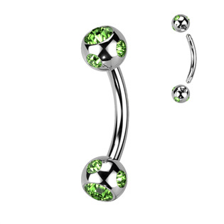 OB01093-LB Piercing do obočí - kulička s kamínky