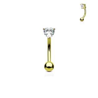 OB1003-GDC Zlacený piercing do obočí - zirkon, čirá barva