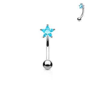 OB1004-Q Piercing do obočí - zirkon, tyrkysová barva