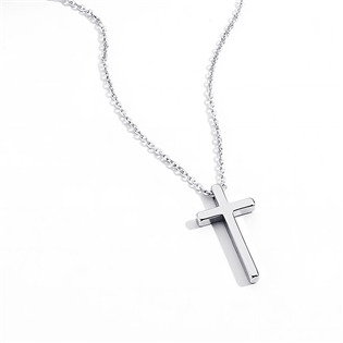 OPD0347-ST Ocelový náhrdelník s křížkem