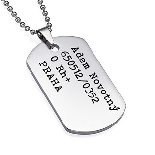 OPD500 Vojenská známka - dog tag + kuličkový řetízek