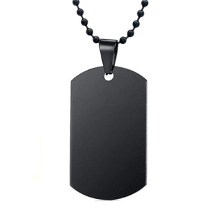 OPD501 Černá vojenská známka - dog tag + kuličkový řetízek
