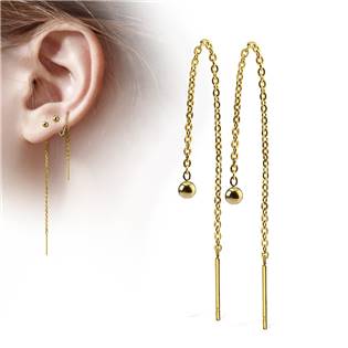 OPN1125-GD Zlacené ocelové náušnice řetízkové
