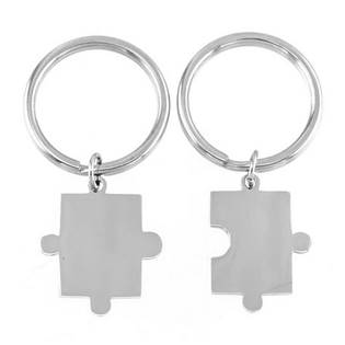 OPT1045 2 ks ocelových přívěsků na klíče - puzzle