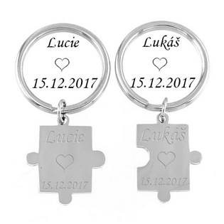OPT1045 2 ks ocelových přívěsků na klíče - puzzle