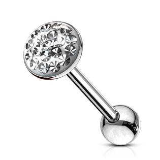 PJ01058-Q Piercing do jazyka osázený zirkony